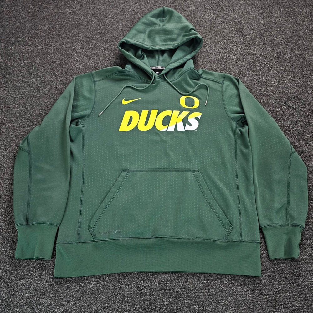 Nike Oregon Ducks Therma-FIT Hoodie Men Medium Green College Pullover Sweatshirt